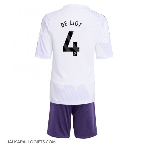 Manchester United Matthijs de Ligt #4 Vieras Peliasu Lasten 2025-26 Lyhythihainen (+ Lyhyet housut)